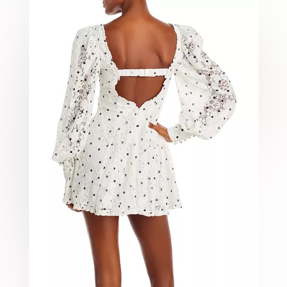For Love & Lemons Donna Puff Sleeve Floral Lace Mini Dress - Picture 3 of 14